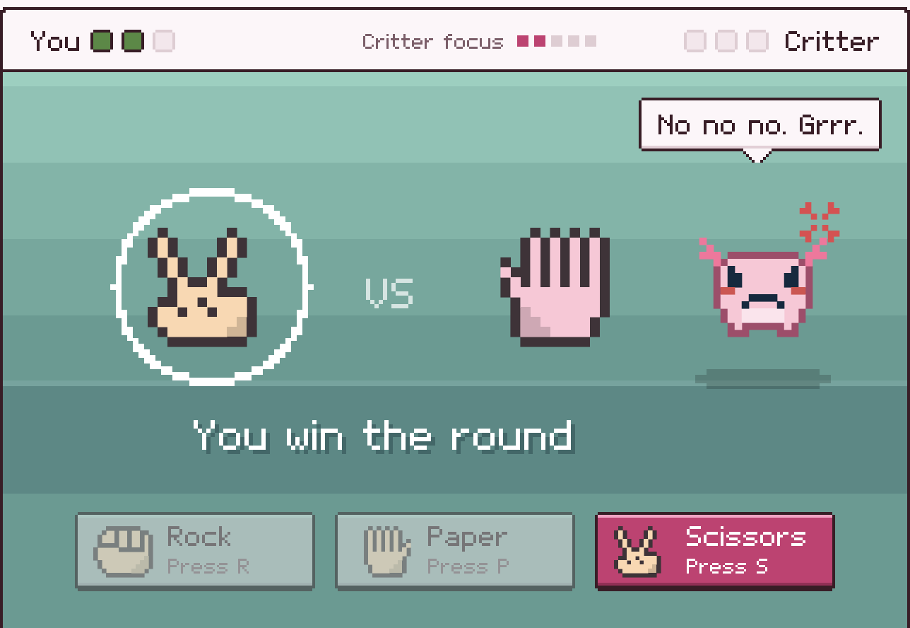 Rock Paper Scissors against CritterPal